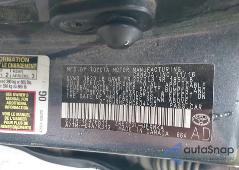 2017 Toyota Corolla Le from USA, damaged, VIN 2T1BURHE2HC804433